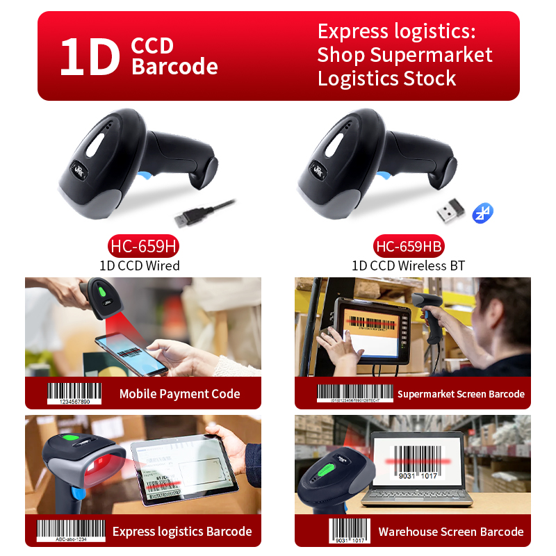 Wireless Barcode Scanner 2D Qr Laser - Leitor de Código de Barras 1D
