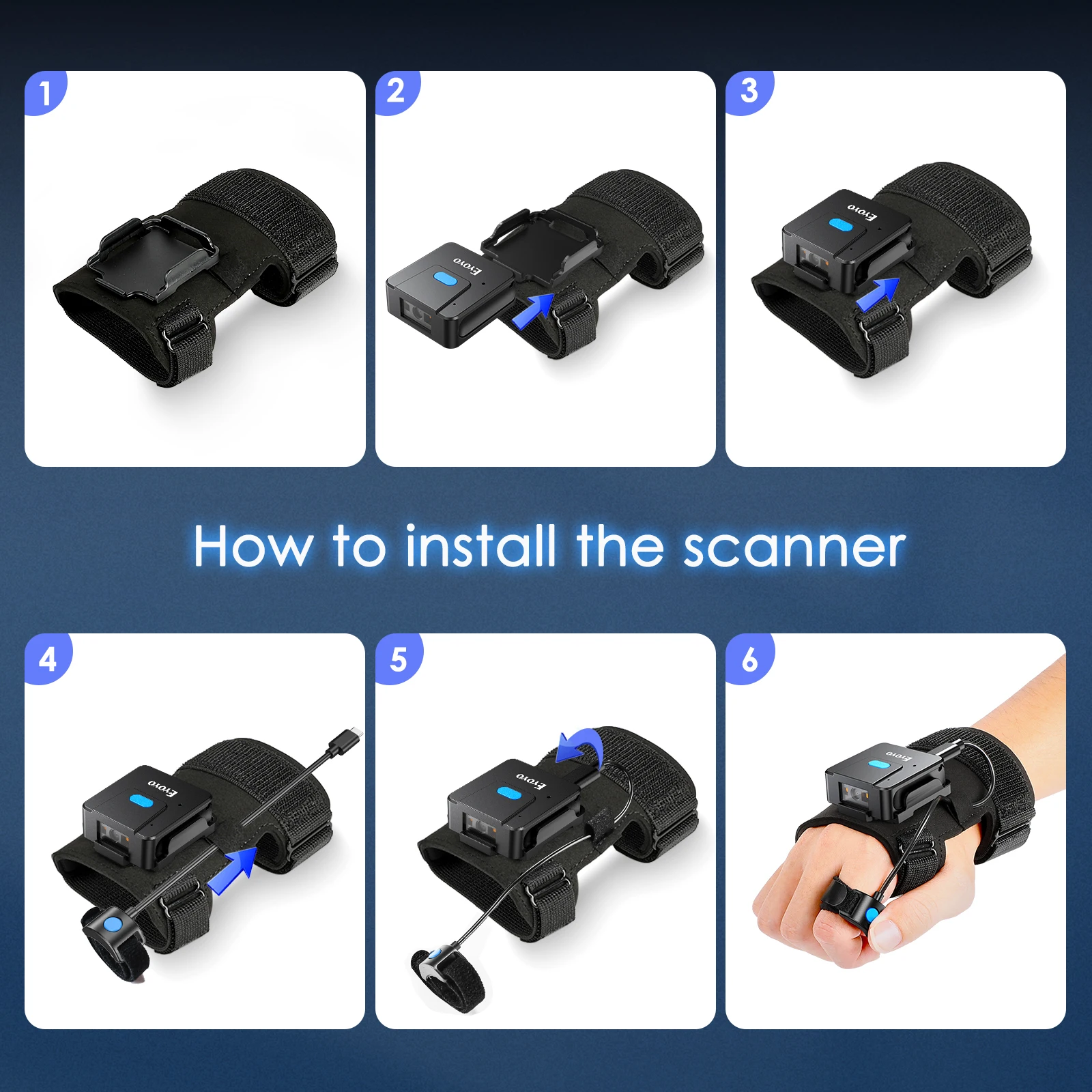Wireless Barcode Scanner 2D Qr Laser - Eyoyo wearable 2d bluetooth scanner de