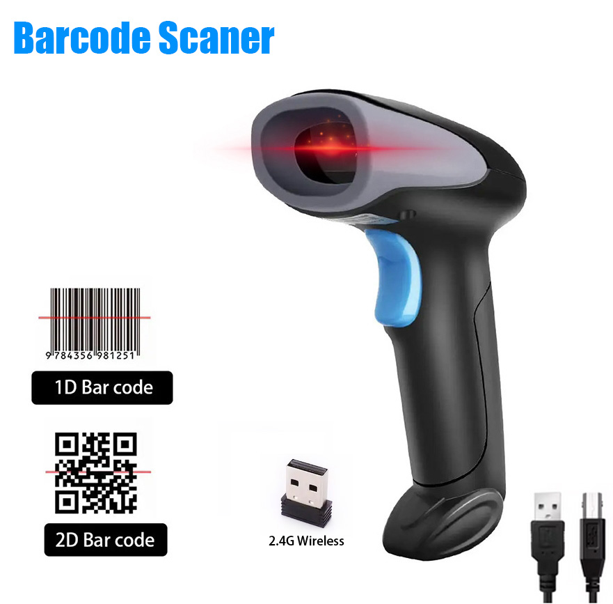 Wireless Barcode Scanner 2D Qr Laser - Scanner de código de barras portátil