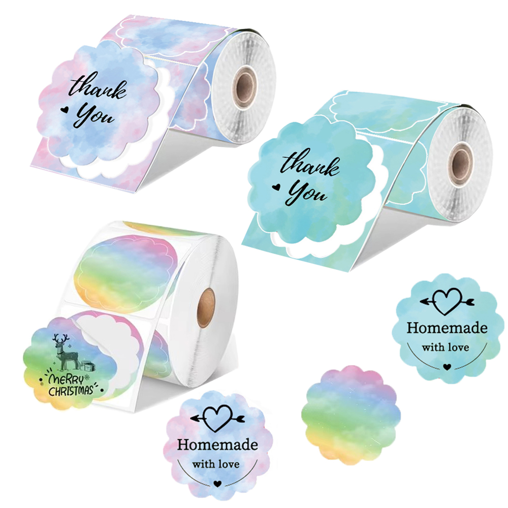 Round Sticker Thermal Labels Colored - 3 Rolos de Etiquetas Coloridas Redondas