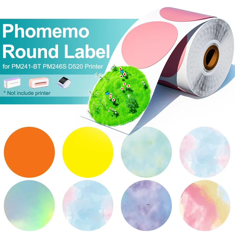 Round Sticker Thermal Labels Colored - Phomemo PM241 Etiqueta de impressora de