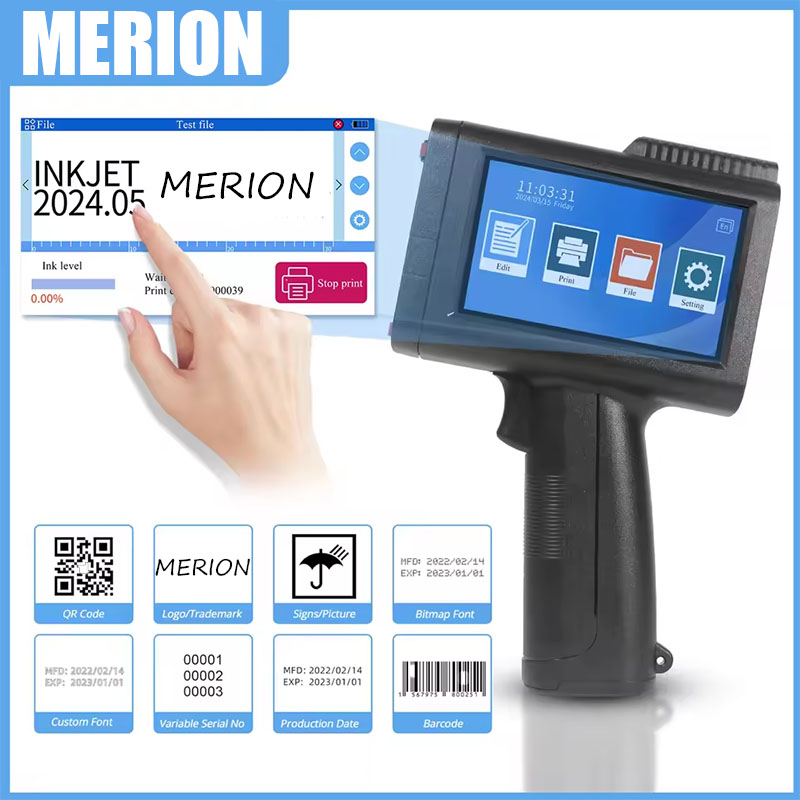 Handheld Inkjet Date Code Printer Gun - Impressora de Tinta Portátil de 12,7mm