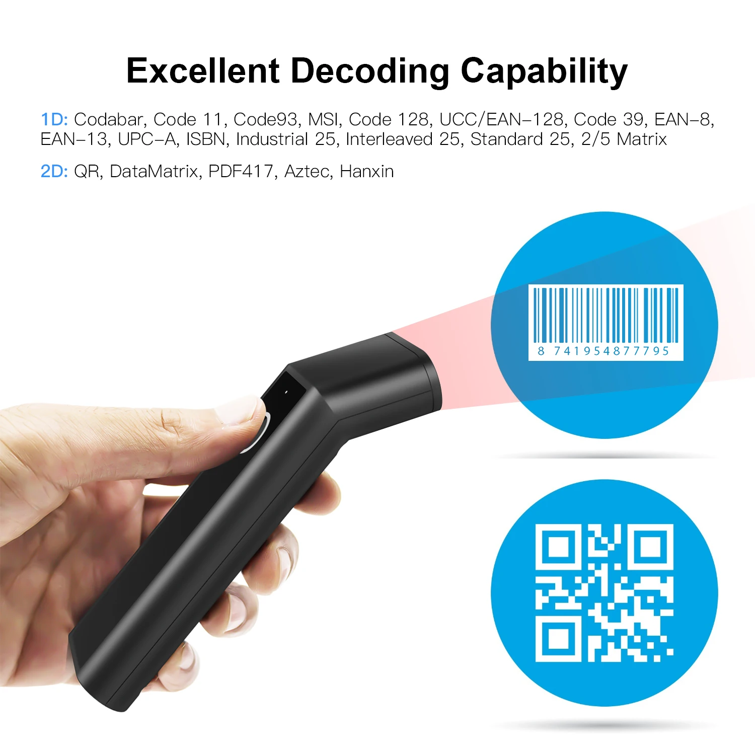 Leitor de Código de Barras Sem - Wireless Barcode Scanner 2D Qr Laser avaliação e preço