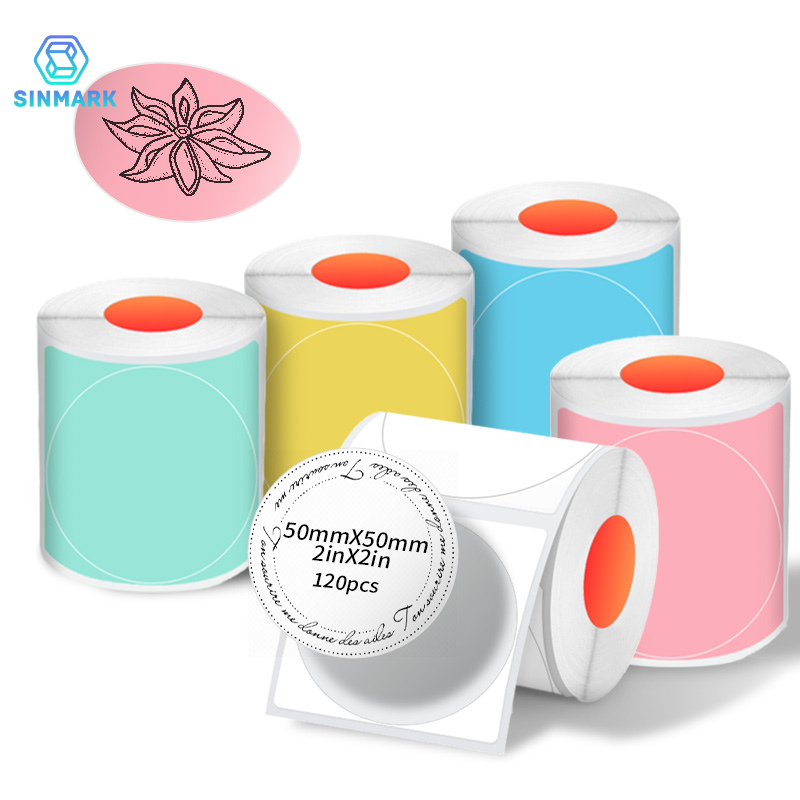 Sinmark 50mm cor redonda etiqu - Round Sticker Thermal Labels Colored avaliação e preço