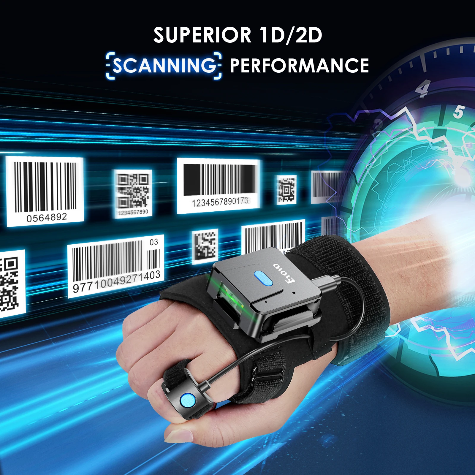Eyoyo wearable 2d bluetooth sc - Wireless Barcode Scanner 2D Qr Laser avaliação e preço