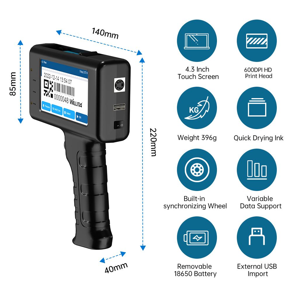 Impressora jato de tinta portá - Handheld Inkjet Date Code Printer Gun avaliação e preço