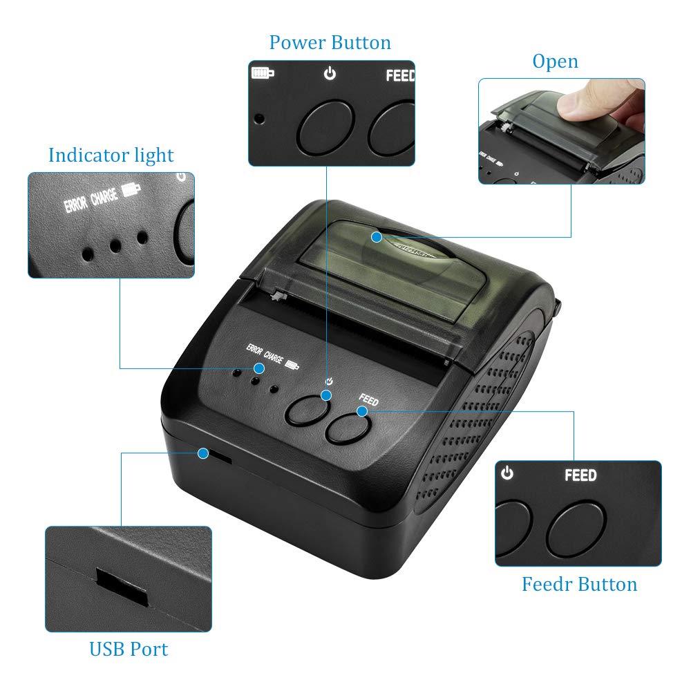 Impressora térmica portátil mi - Bluetooth Portable Thermal Receipt Printer 58Mm avaliação e preço