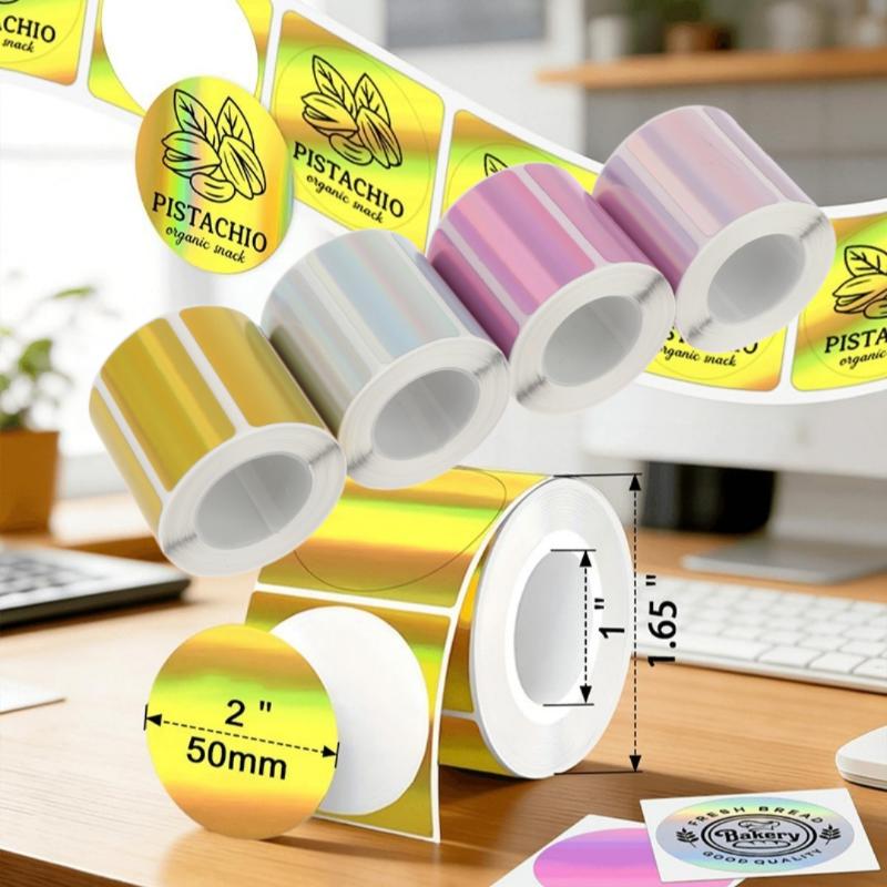 1 Rolo de Etiquetas Prateadas/ - Round Sticker Thermal Labels Colored avaliação e preço