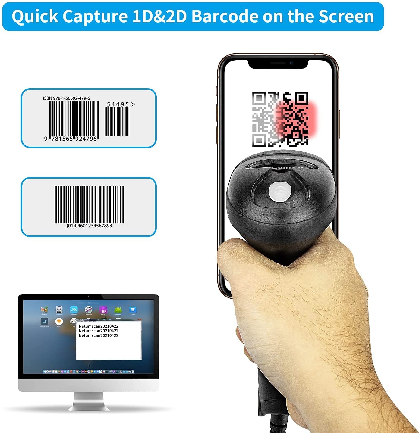 Leitor de Código de Barras 2D  - Wireless Barcode Scanner 2D Qr Laser avaliação e preço