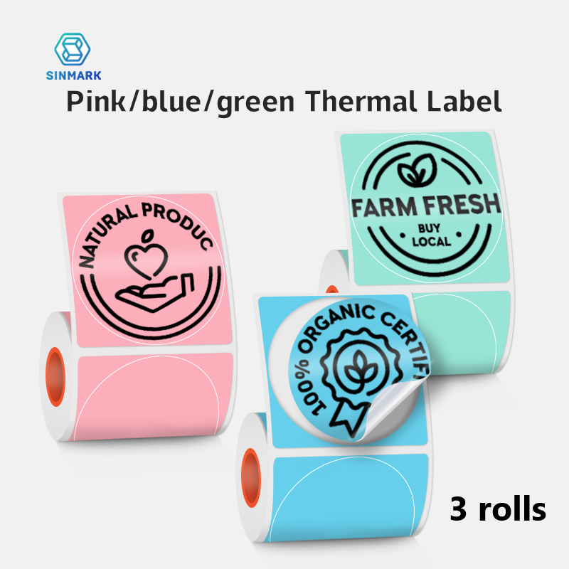 Sinmark 3 rolos de papel de et - Round Sticker Thermal Labels Colored avaliação e preço